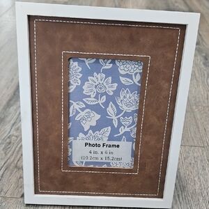 Brown and White Leather Photo Frame